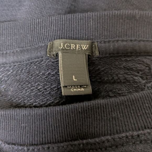 J. Crew Jeweled Embellished Navy Blue Pullover Sweatshirt Sweater Size Large - Picture 3 of 7